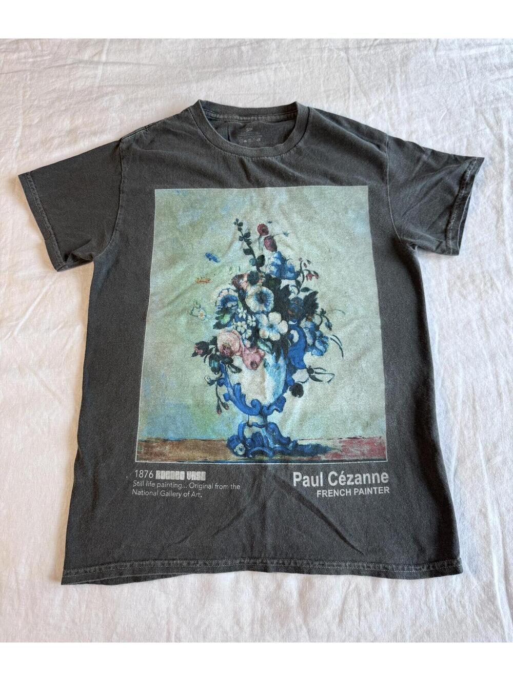 Grey floral t-shirt short sleeve Paul Cezanne Still Life Size S
